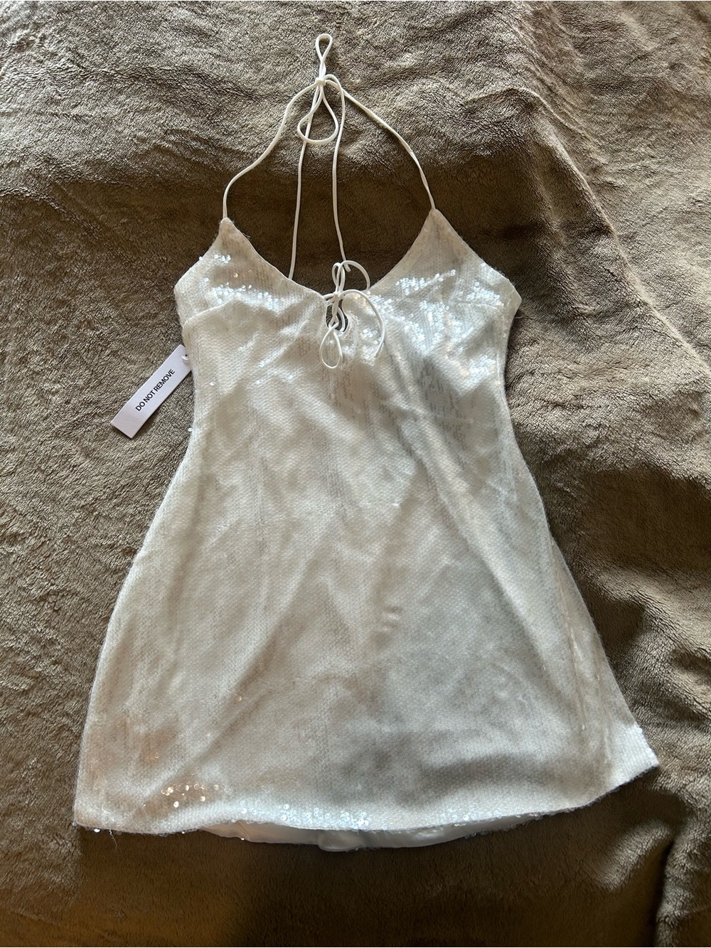 NWT Moonchild Halter Mini Dress Ivory - Picture 3 of 11